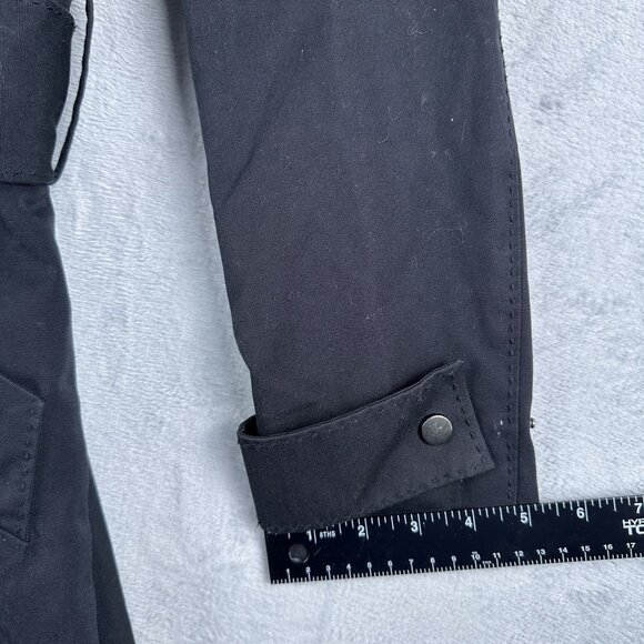 Express Womens Trench Coat Size 5/6 Quilted Belt Y2K Double Breasted Black - Picture 10 of 12